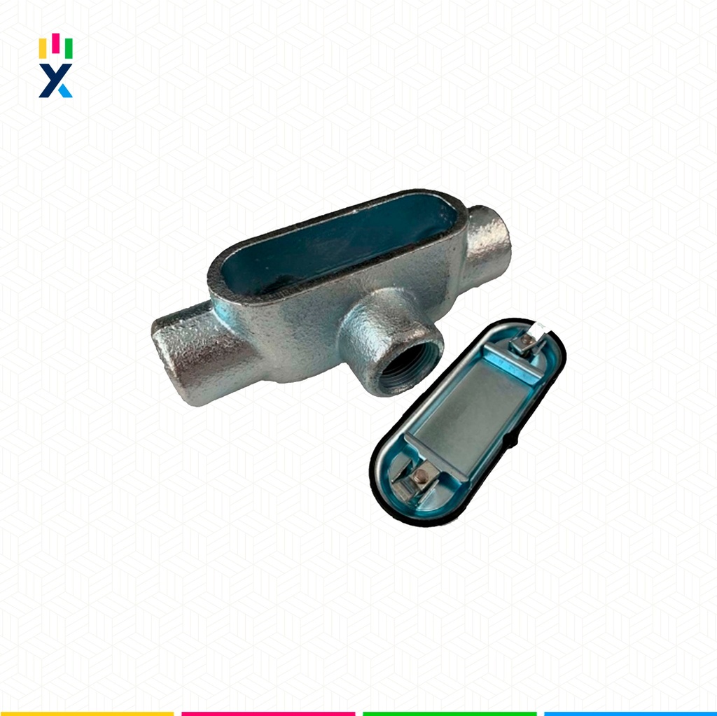 CAJA CONDULET TIPO T 1" HIERRO GAL. CALIENTE C/TAPA STANDAR
